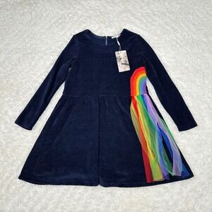 Hannah Banana NWT Girl's 14 Navy Rainbow Tulle Velour Dress Whimsical